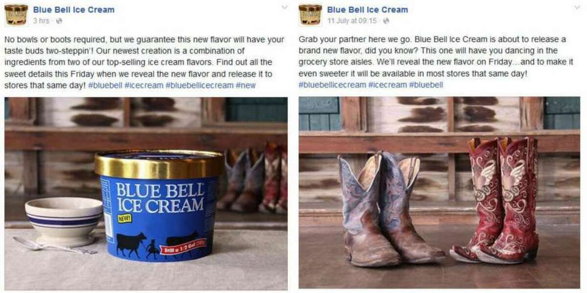 This week the people at Blue Bell Ice Cream teased out an announcement of a new flavor, July 13, 2016. The company posted photos on Instagram and Facebook of two pairs of worn-out cowboy boots to tout the news. (Source: Blue Bell Facebook) 