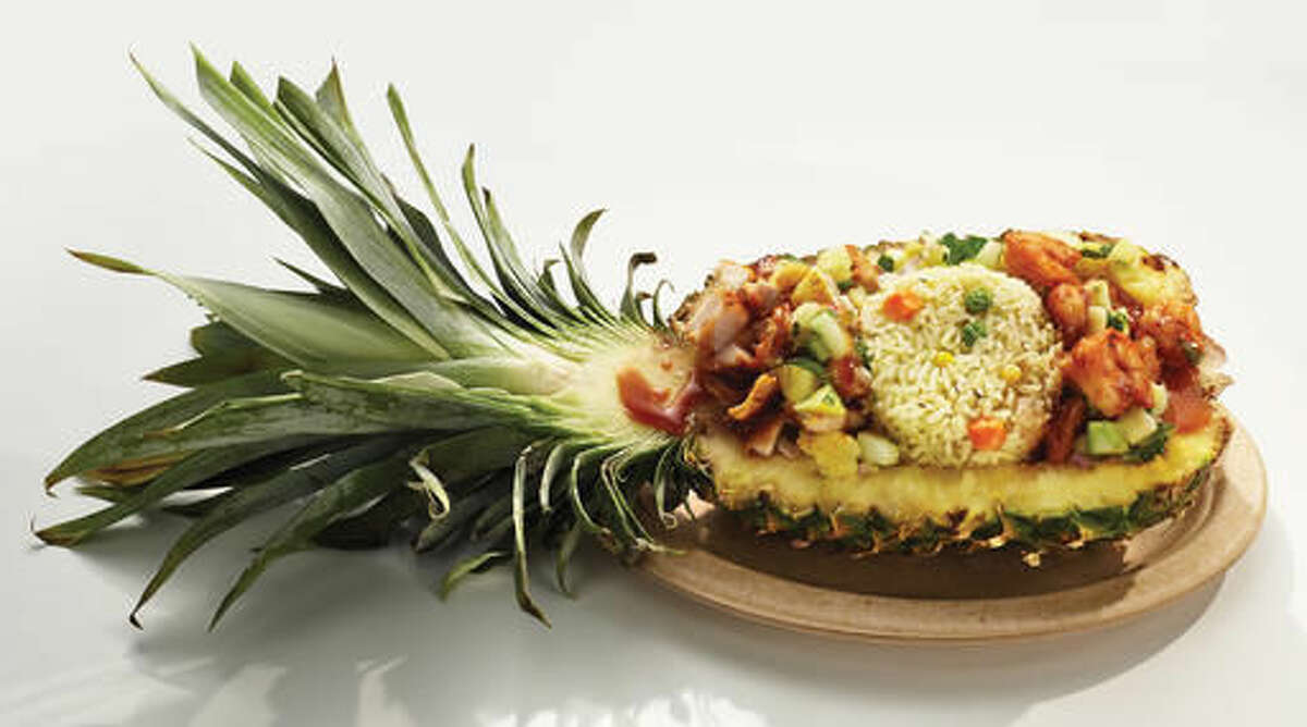 This undated photo provided by the State Fair of Texas shows Caribbean Pineapple Korn-a-Copia, created by Stephen Alade. Eight funky foods, including Caribbean Pineapple Korn-a-Copia, are in the running for Best Taste and Most Creative in the State Fair of Texas annual Big Tex Choice Awards. Fair officials in Dallas on Wednesday, Aug. 17, 2016, announced the eight finalists, with the two top picks to be revealed on Aug. 28. (State Fair of Texas via AP)