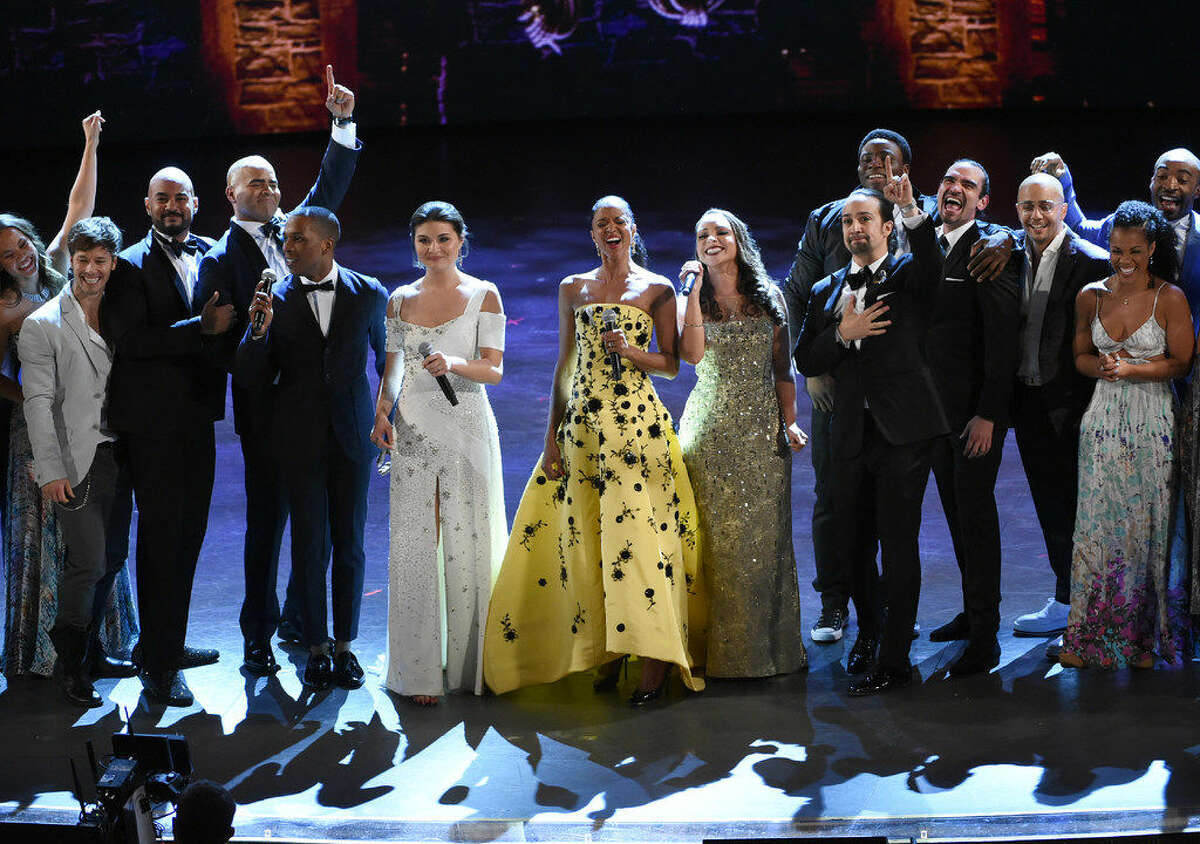 The cast of "Hamilton," winners of the 2016 award for best musical, perform at the Tony Awards at the Beacon Theatre on Sunday, June 12, 2016, in New York. (Photo by Evan Agostini/Invision/AP­)