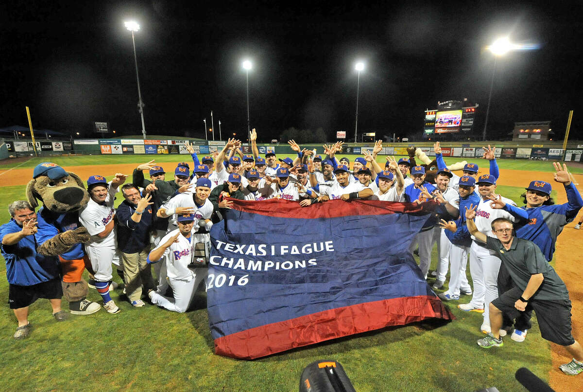 RockHounds players celebrate beating Northwest Arkansas in the Texas League Championship series on Friday, Sept. 16, 2016 at Security Bank Ballpark. James Durbin/Reporter-Telegram