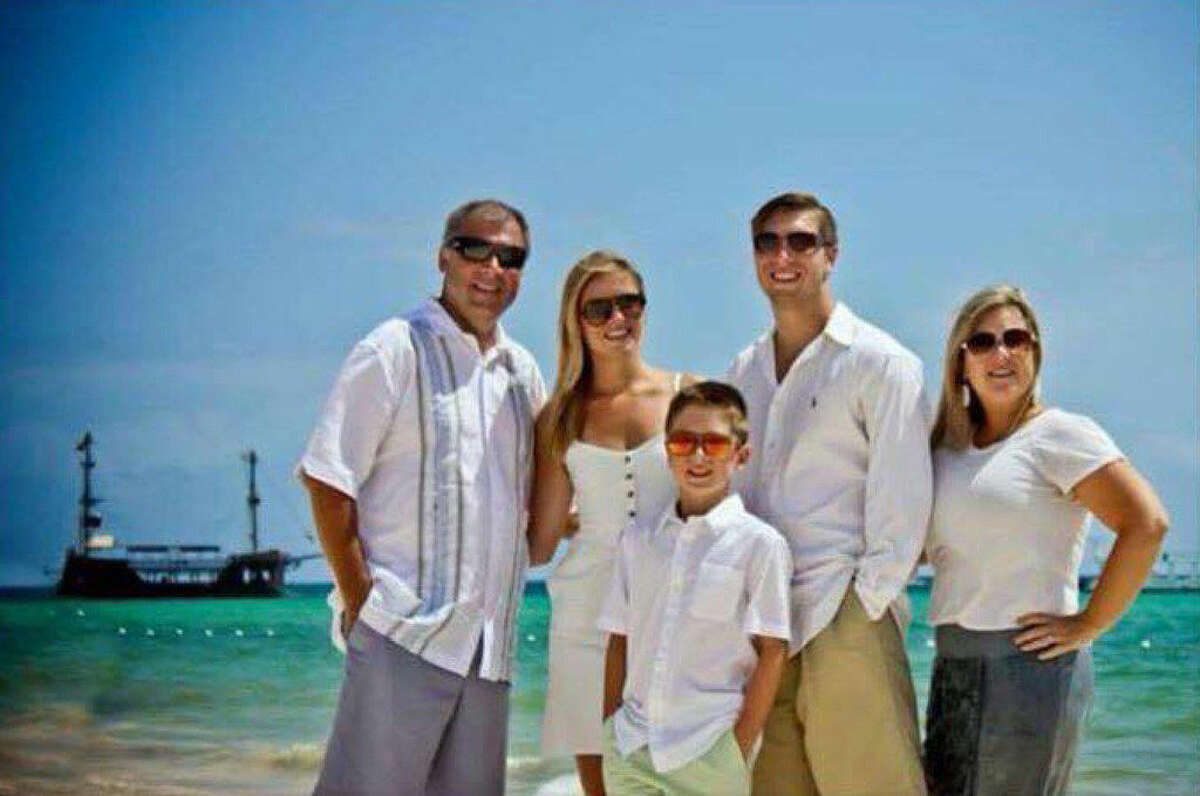 This photo provided by Jess Davis shows the Copeland family, from left, Sean, Maegan, Brodie, Austin and Kim. Davis, a family friend, said Sean Copeland and his son Brodie were killed Thursday, July 14, 2016 when a Frenchman of Tunisian descent drove a truck through crowds celebrating Bastille Day along Nice's beachfront, killing scores of people. (Courtesy of Jess Davis via AP)