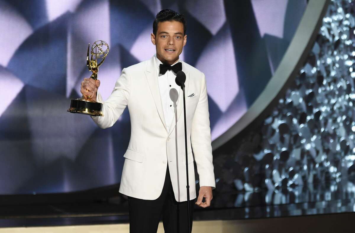 Rami Malek accepts the award for outstanding lead actor in a drama series for “Mr. Robot” at the 68th Primetime Emmy Awards on Sunday, Sept. 18, 2016, at the Microsoft Theater in Los Angeles. 