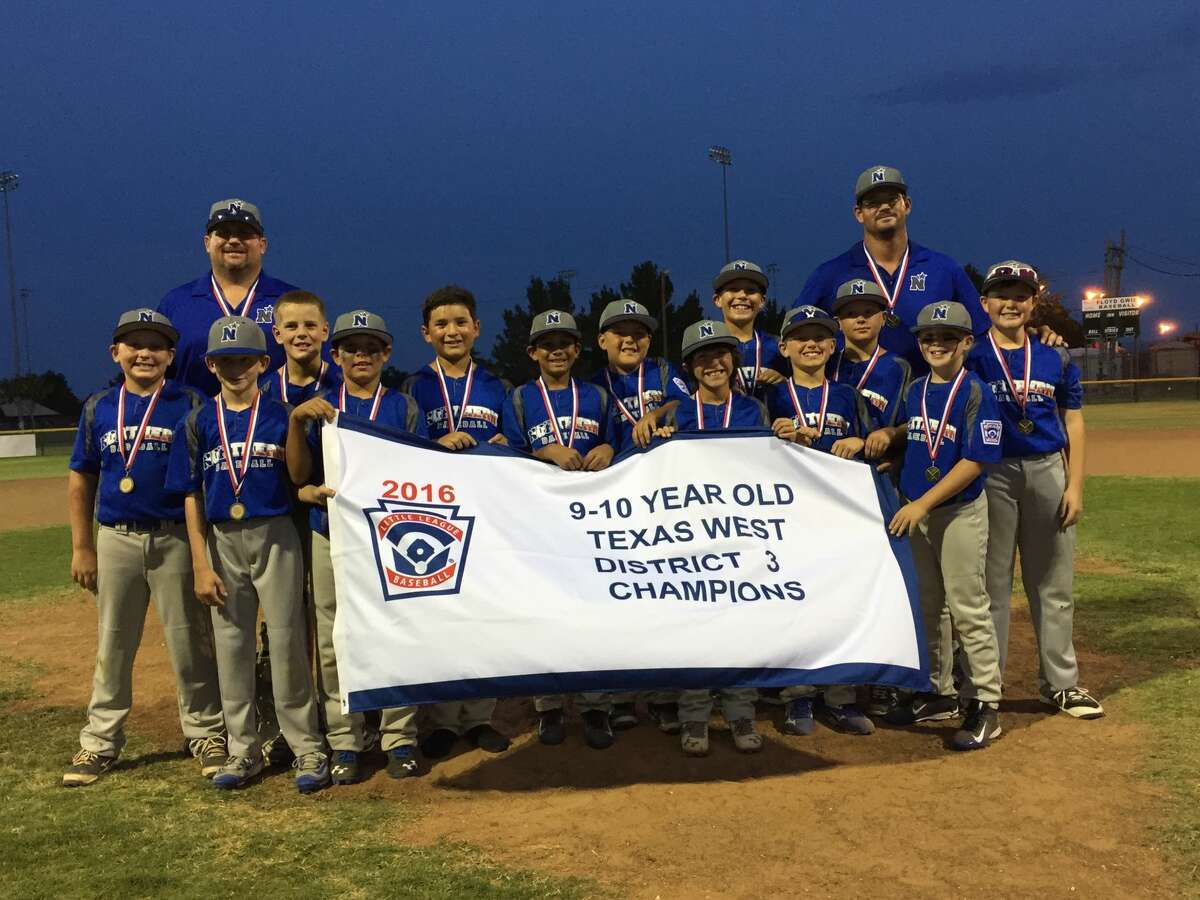 Midland's Northern Little League team is shown here with its championship banner after winning the 9-10 Year Old Division of the District 3 Tournament on Saturday night at Odessa's Floyd Gwin Park. Courtesy Photo