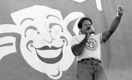 7/25/1987 Robin Williams performs during Chronicle Comedy Day at the Polo Fields in Golden Gate Park.