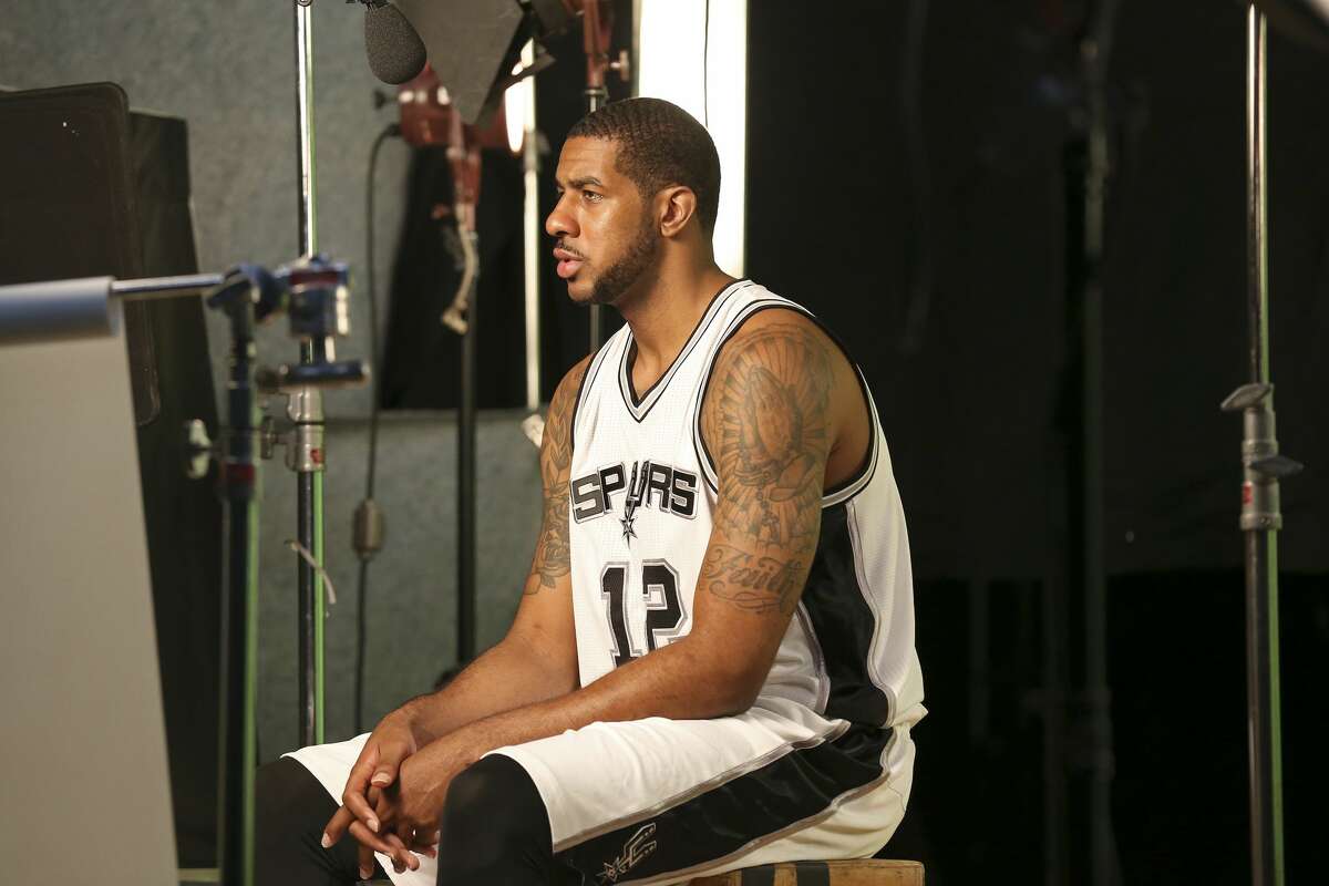 San Antonio Spurs' LaMarcus Aldridge takes part in Spurs Media Day held Monday Sept. 26, 2016 at the Spurs practice facility.