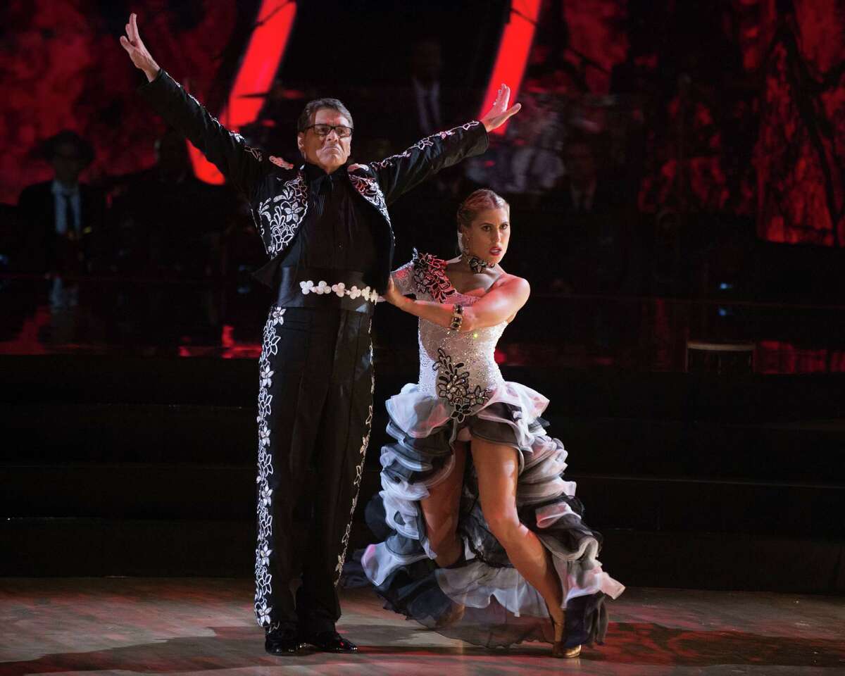 Former governor of Texas, Rick Perry, dances the paso doble with partner Emma Slater during the live Sept. 26, 2016, broadcast of "Dancing with the Stars" on ABC.