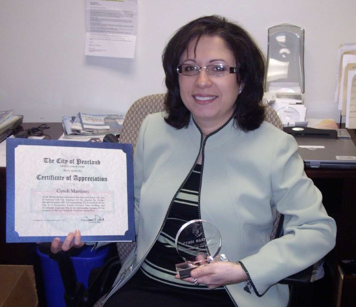 Cyndi Martinez was honored recently as the City of Pearland Employee of the Quarter.