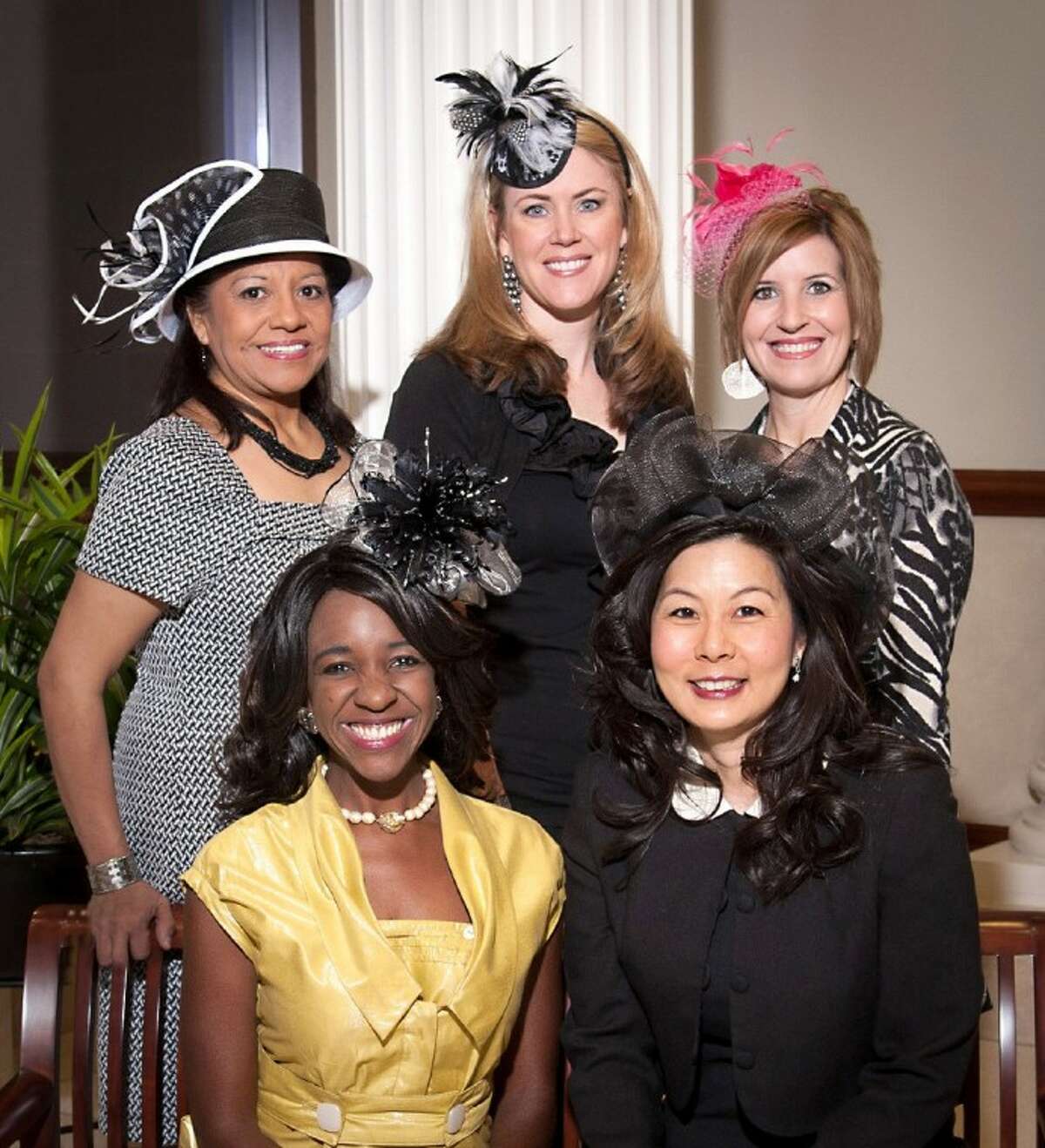 The 2012 Mad Hatter Spring Luncheon & Fashion Show Committee is, from the left (front row): Jacquie Baly Chaumette - Mad Hatter Luncheon Honorary Chair, Terri Wang - Mad Hatter Chair; (back row) Manuela Arroyos - Fort Bend Seniors CEO; Jeni Scarborough - Table Décor Chair; Kristin Weiss - Fort Bend Seniors Director of Development. Not pictured are Dorris Irving - Fashion Show Manager; and Heather Carroll - Raffle/Silent Auction Chair.