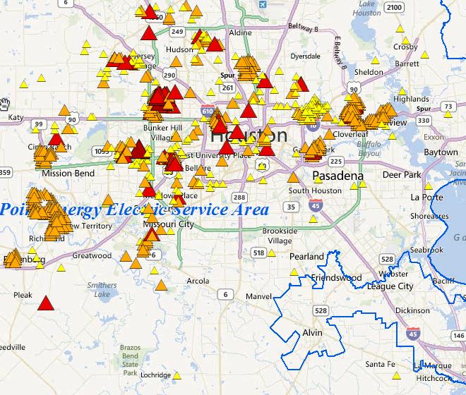 Check for power outages in the Houston area