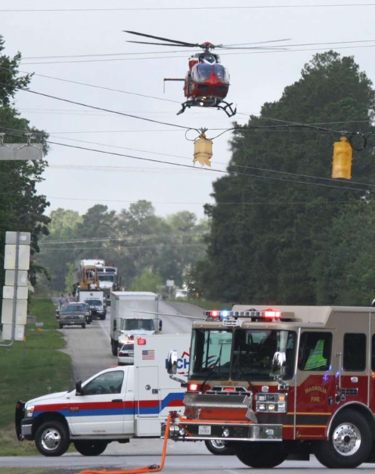 Two women, child airlifted to hospital