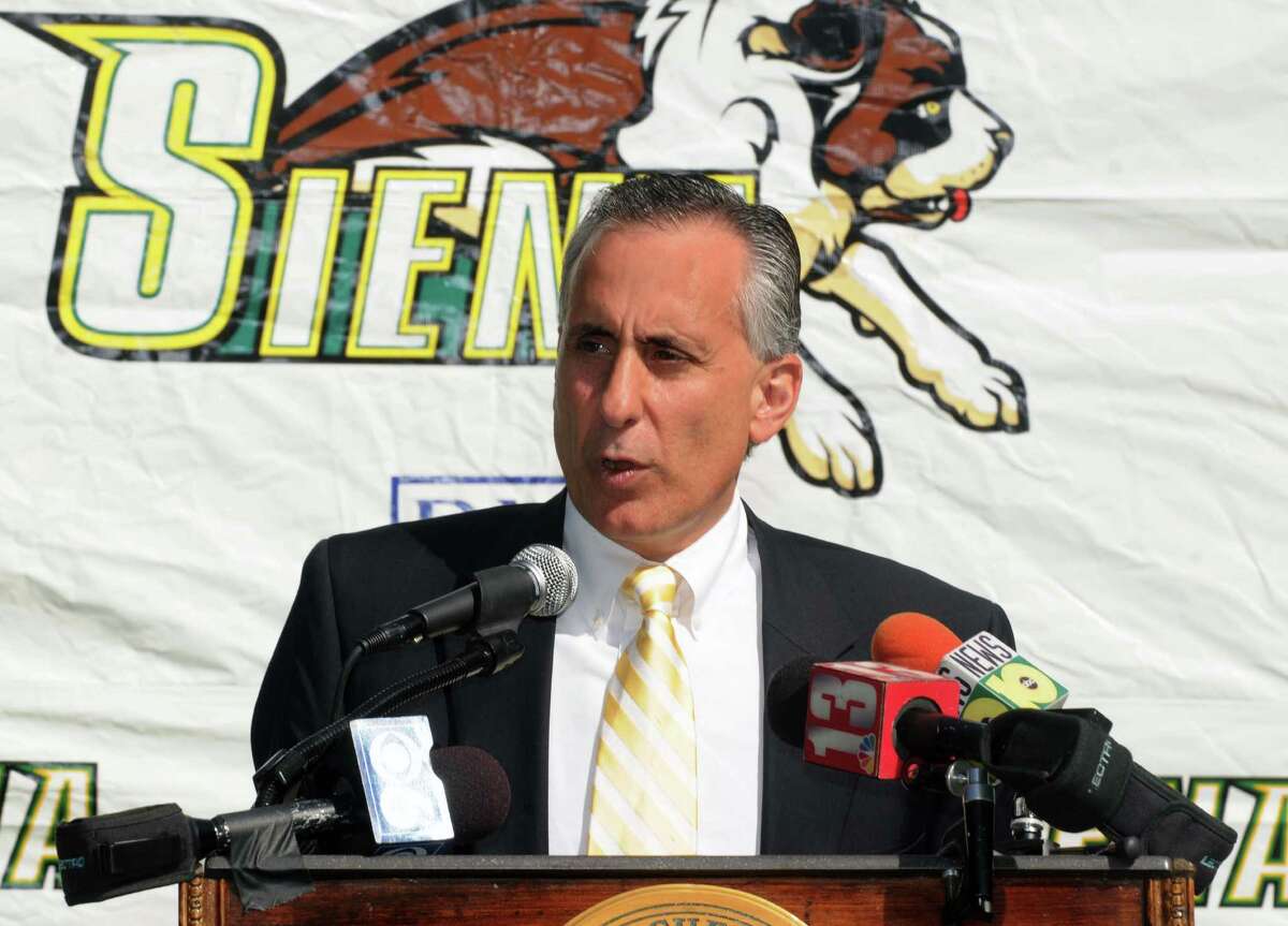 Times Union Photo by James Goolsby-Sept. 16, 2008-Siena College Athletic Director, John D'argenio. Speaks during press conference.