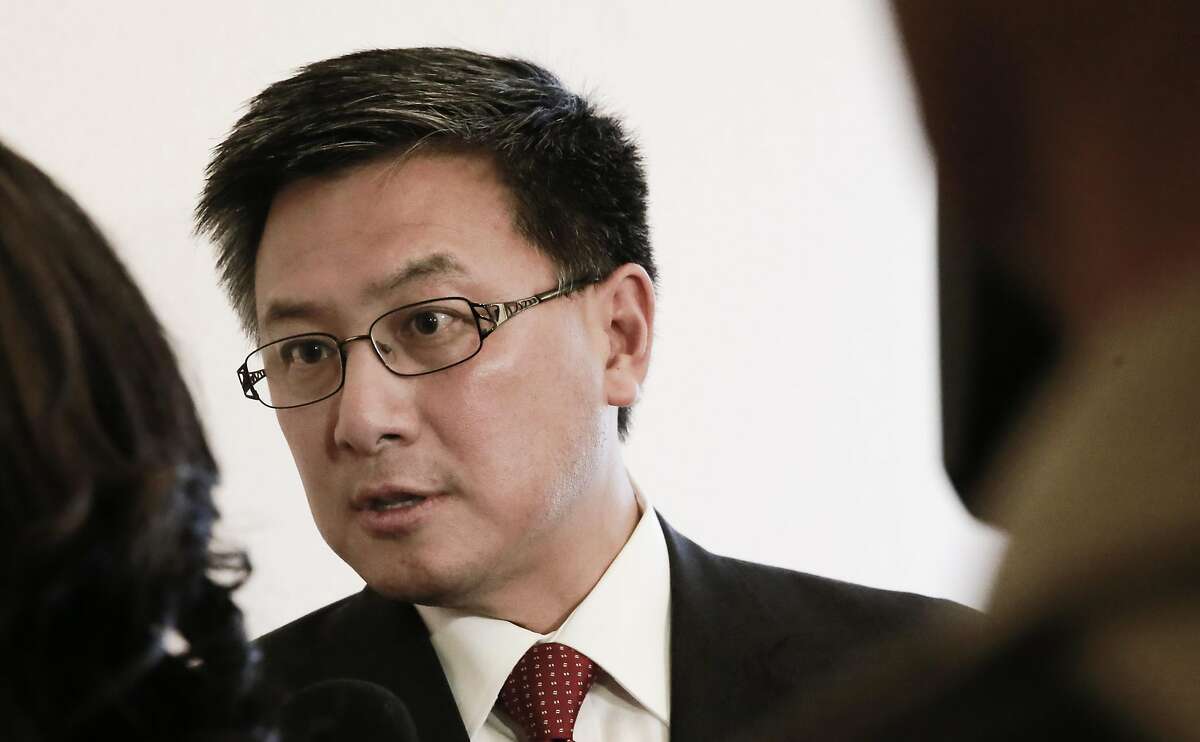 California State Treasurer John Chiang announced sanctions against Wells Fargo Bank after their admission that thousands of its bank employees opened over two million fraudulent consumer accounts. The announcement came during a press conference at City Hall in San Francisco, California on Wed. Sept. 28, 2016.
