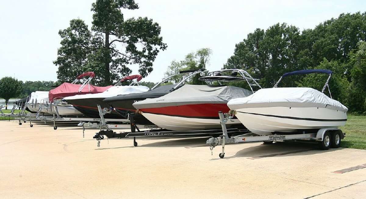 Many of the boats available for inspection at the boat show this weekend will be on trailers due to low water levels on Lake Conroe.