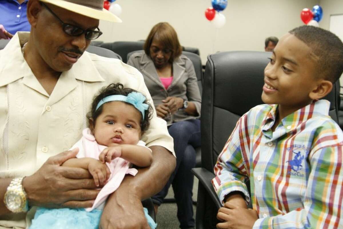 Treyvion Fontenot spends time with family members before he was presented with the 2012 Citizens Award May 23 by the Harris County Emergency Corps for saving his mom’s life when she had a heart attack.