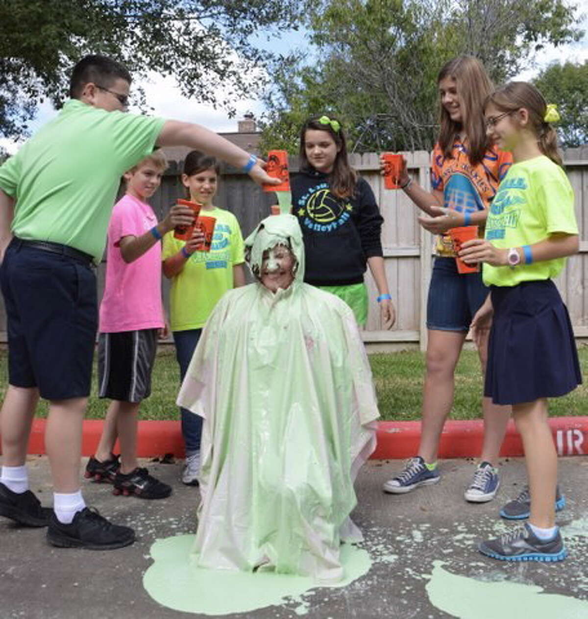 St. Laurence Catholic School Principal slimed as part of fundraising effort