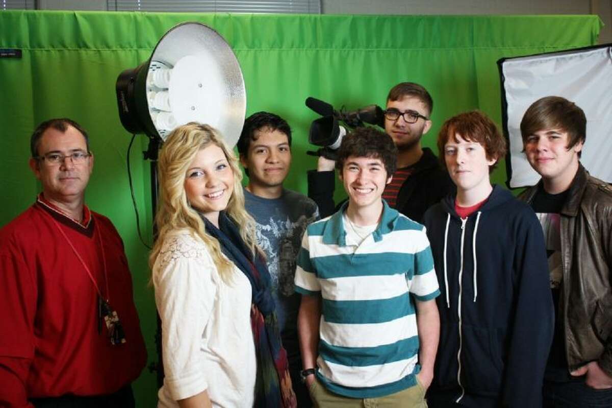 The Cleveland High School Video Production Team took home first place with their short video “Love @ First Write.” Pictured left to right are Video Production Teacher James Wright, Jessica Stilley, Arturo Lopez, Cory Rodriguez, Brennan Tumlinson, George Mattison and Brandon Barker