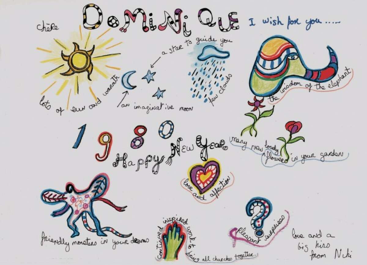 A New Year’s greeting from Artist Niki de Saint Phalle to Dominique de Menil in 1979.