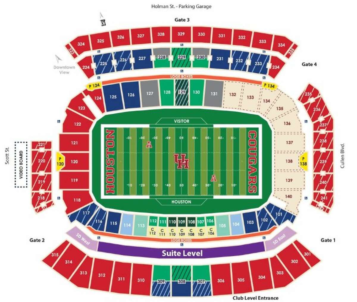The stadium seating diagram for the University of Houston's new footba...