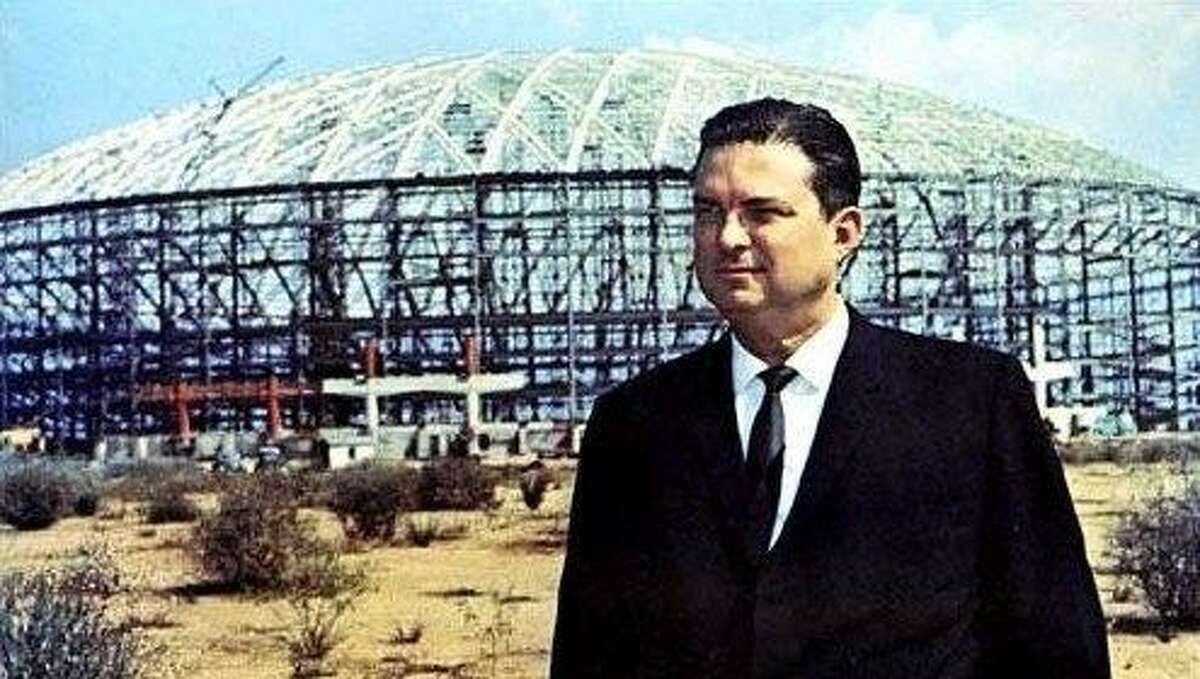 Judge Roy Hofheinz outside his pet project, dubbed the Eighth Wonder of the World in its infancy.