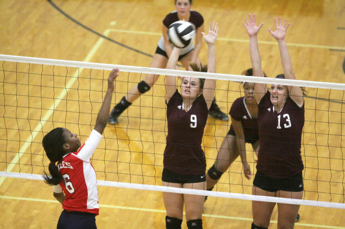 Kelsey Youngblood, Hayley Lubojasky and Kempner defeated Morton Ranch in four games Aug. 20. The Lady Cougars play at the Spring Branch ISD Tournament Aug. 22-24.
