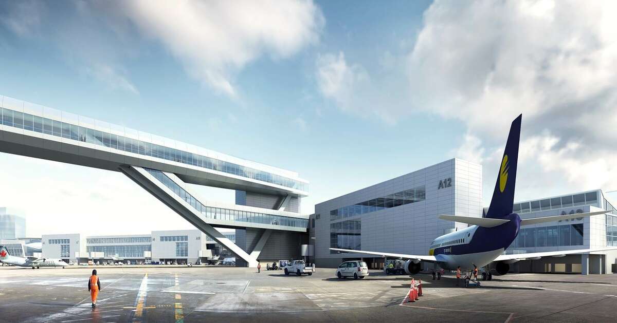 This rendering shows another exterior view of the planned new international arrivals terminal at Sea-Tac Airport. The new terminal will have room for more wide-body aircraft to handle increasing international traffic coming to the region. The port plans to break ground on the new terminal in the first quarter of 2017, with a planned opening for late 2019.