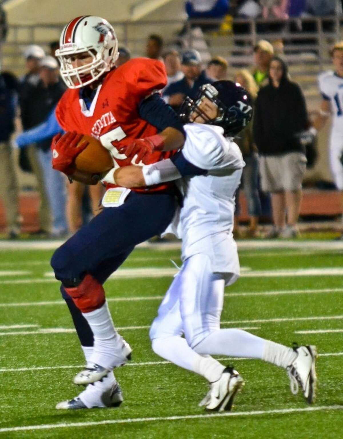 Travis Jones catches a pass during the second quarter of Atascocita's 38-27 loss to Kingwood Oct. 26.