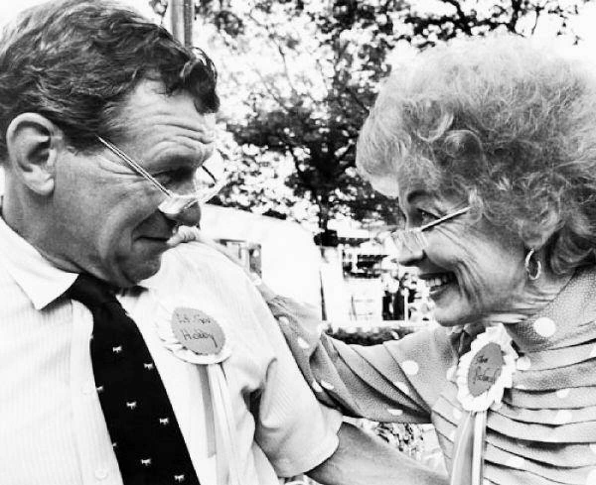 Ann Richards, shown here with Lt. Gov. Bill Hobby in 1977, was part of the "Mad Dog" crowd Cartwright ran with. She'd go on to be elected governor of Texas.
