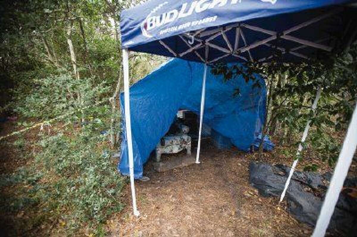 The tent that Willy, a local homeless man, has lived in for the past eight years in Conroe is pictured.