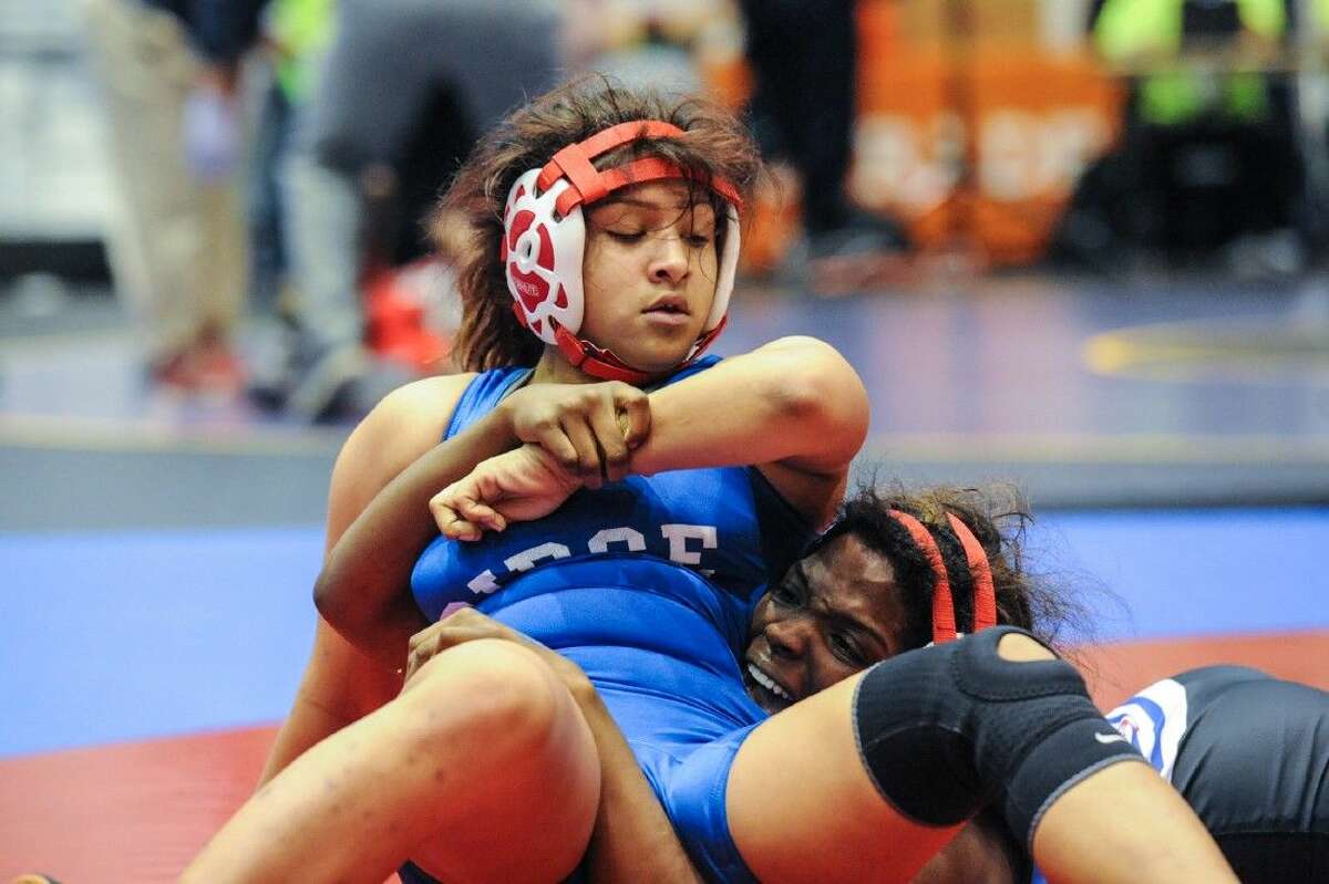 Oak Ridge’s Lucero Rosales finished fifth at 128 pounds in the UIL state wrestling meet in Garland.