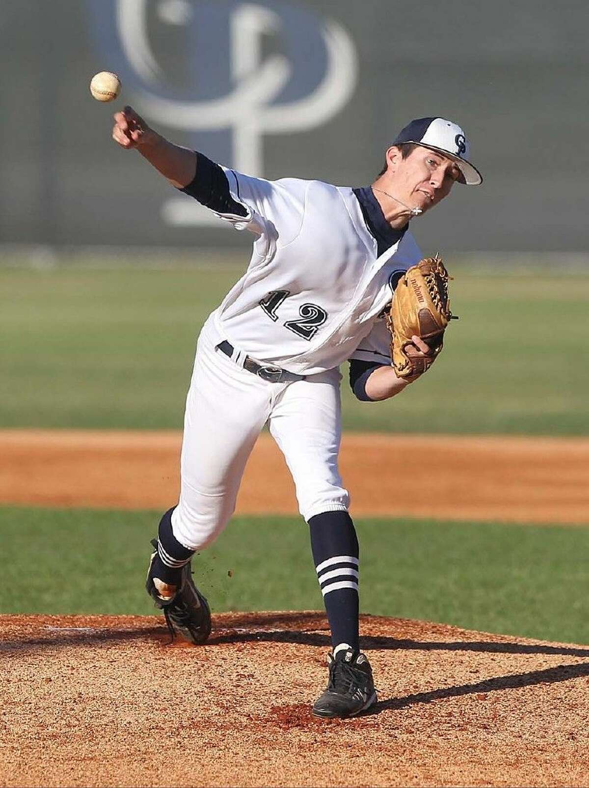 College Park pitcher Beau Ridgeway (12) throws against A&M Consolidated during a high school baseball game last season. To view or purchase this photo and others like it, visit HCNpics.com.