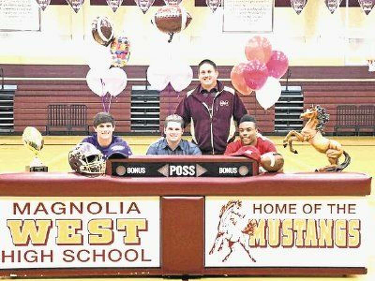 Magnolia West’s Tyler Ferre (Stephen F. Austin), Mason Storrs (Millsaps College) and Damarren Mitchell (University of Louisiana Lafayette) signed National Letters of Intent.