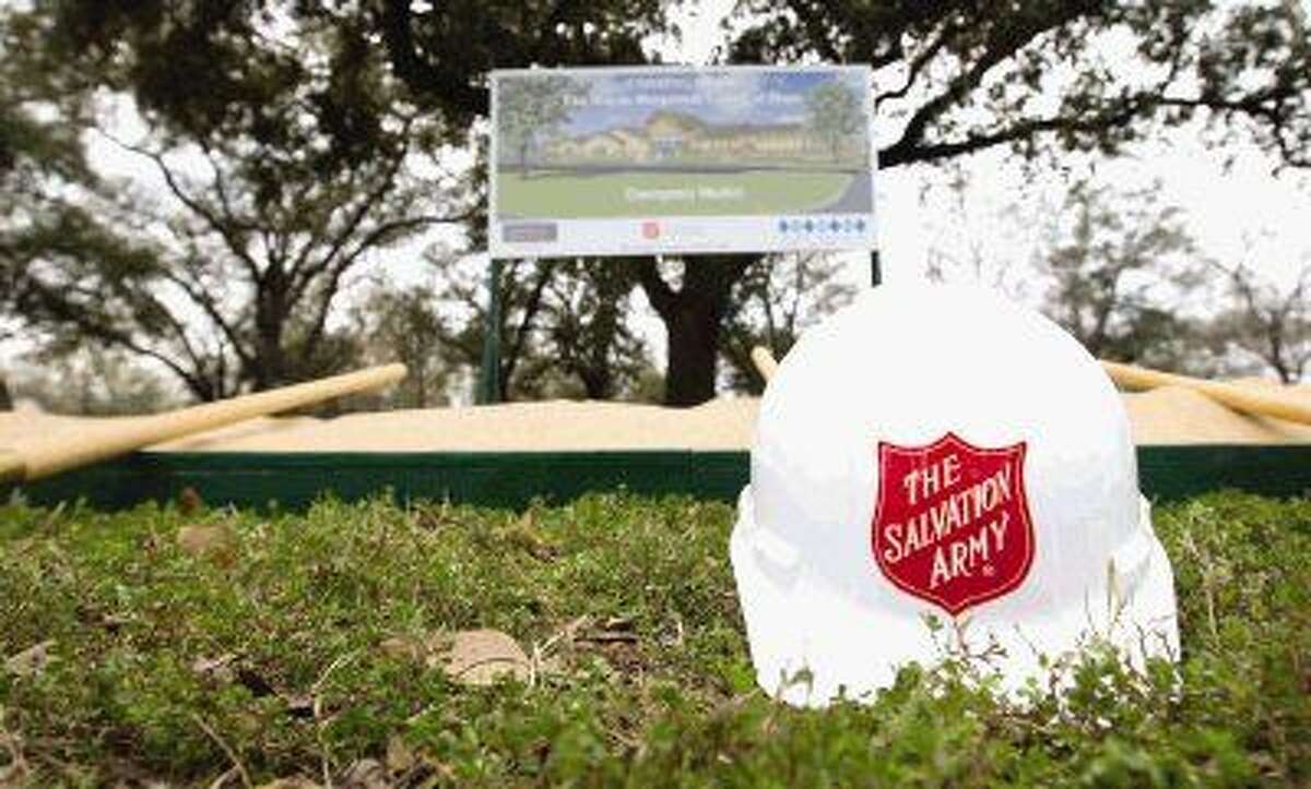 A Salvation Army construction hat is seen at the future site of the Wayne Bergstrom Center of Hope Friday.