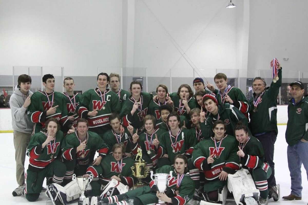 The Woodlands High School Ice Hockey team after their 4-1 victory over Cy Woods to claim the Houston Justice Cup.