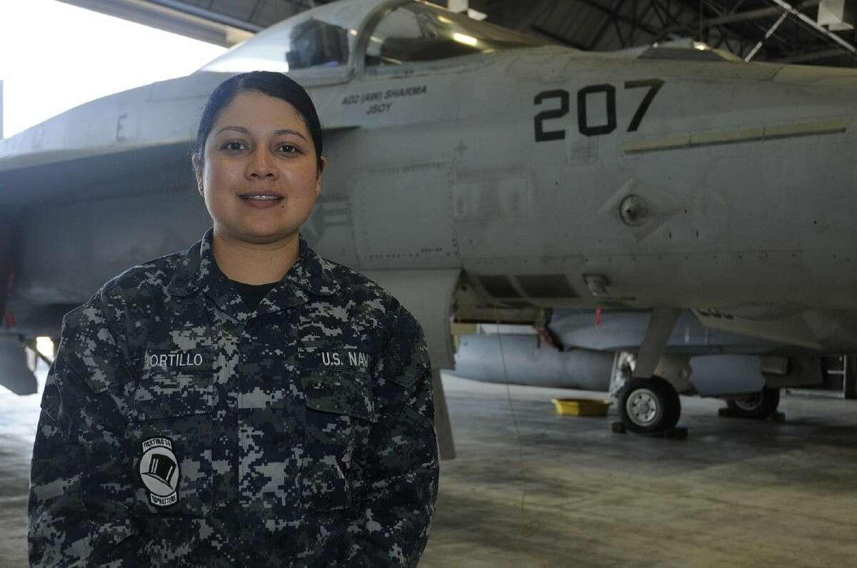 Ana Paz Portillo is an airman in the U.S. Navy’s Strike Fighter Squadron Fourteen.