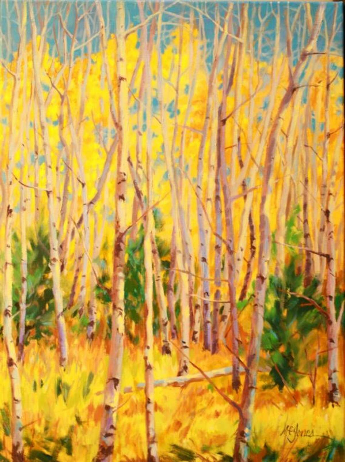 The Conroe Art League’s Spring Judged Show Best Landscape winner, an oil painting titled "Aspen," by Mary Jones.