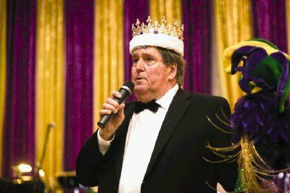Newly crowned Mardi Gras King Corky Shaw speaks during the Montgomery County Performing Arts Society’s Seventh Annual Mardi Gras Ball Saturday at La Torretta Lake Resort & Spa. To view more photos from the ball, go to HCNPics.com.