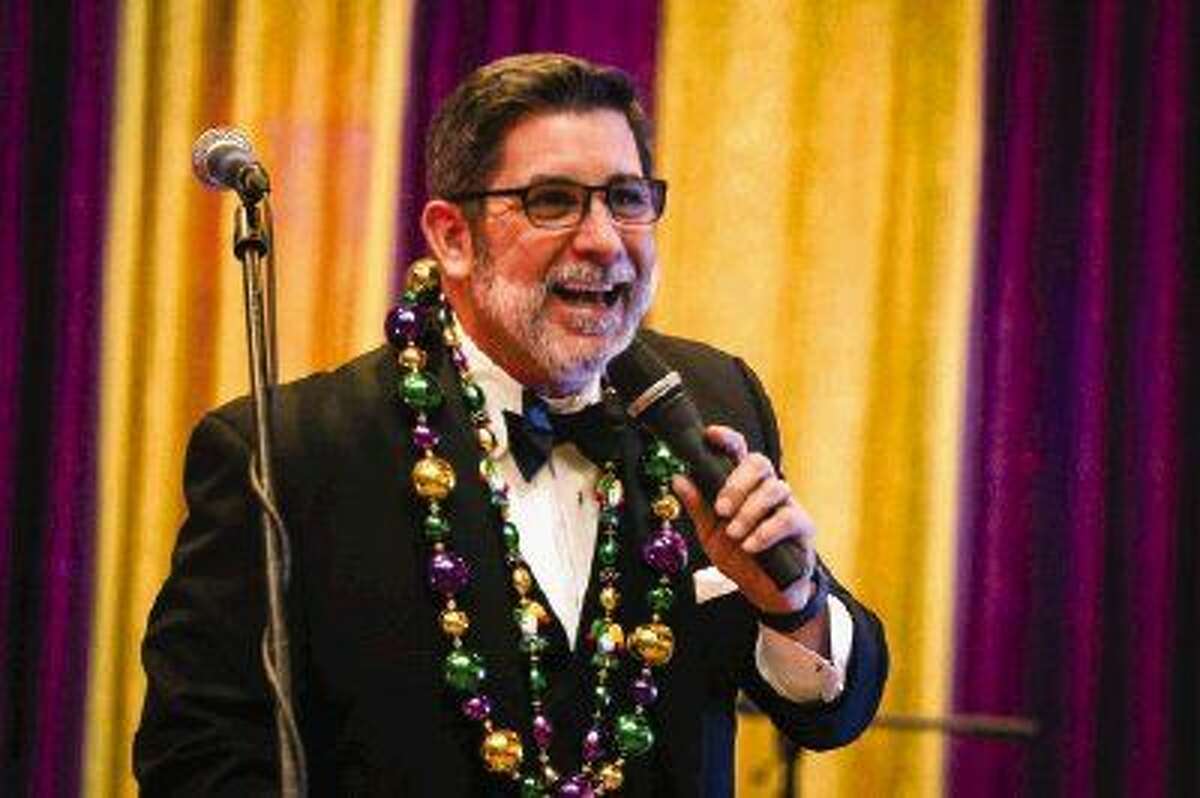 Jeff Angelo speaks during Montgomery County Performing Arts Society's 7th Annual Mardi Gras Ball.