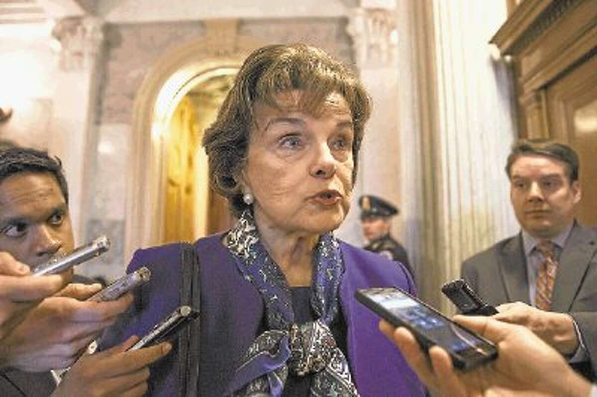 Senate Intelligence Committee Chair Sen. Dianne Feinstein, D-Calif. talks to reporters as she leaves the Senate chamber on Capitol Hill in Washington, Tuesday.