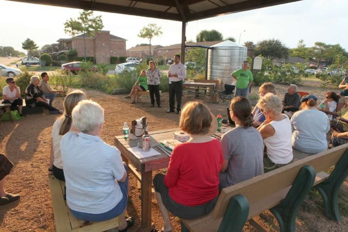 The Westbury Community Garden Club met last week to discuss property issues with Mark Cueva of the City of Houston. The city is considering using the land that the garden is on for more apartment housing.