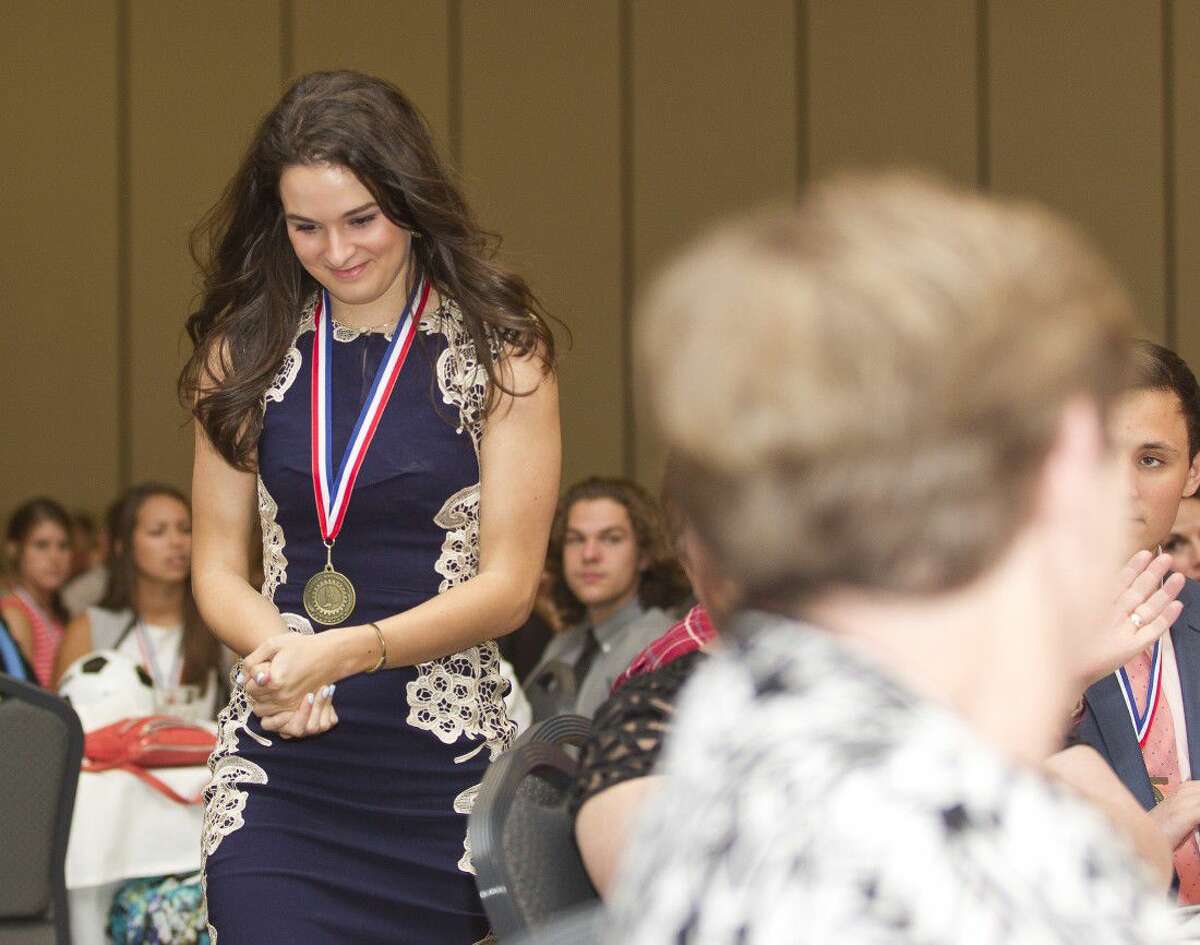 Splendora's Frankie York was awarded the female golf overall winner during the Mike Ogg All Montgomery County Scholar Athlete of the Year banquet Wednesday. Go to HCNpics.com to purchase this photo and others like it.