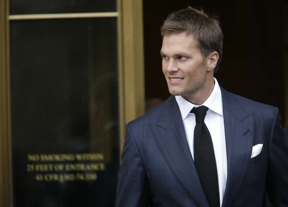 New England Patriots quarterback Tom Brady leaves federal court Wednesday in New York.