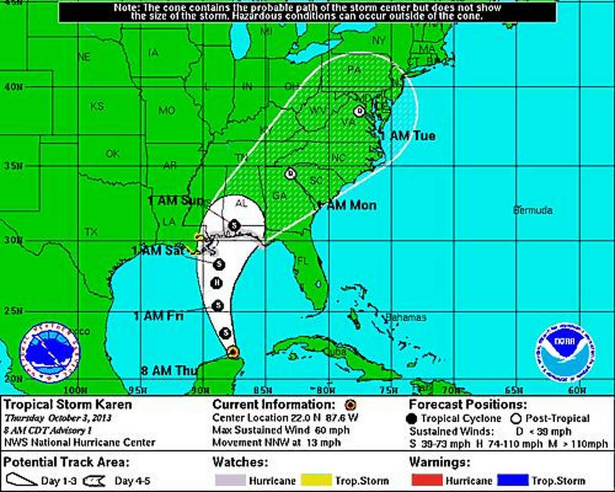 HURRICANE WATCH Tropical Storm Karen forms in the southern Gulf of Mexico