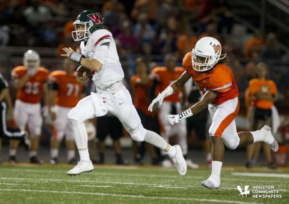 The Woodlands quarterback Eric Schmid, left, is The Courier’s Montgomery County Player of the Week. A story on Schmid will run in Wednesday’s newspaper.