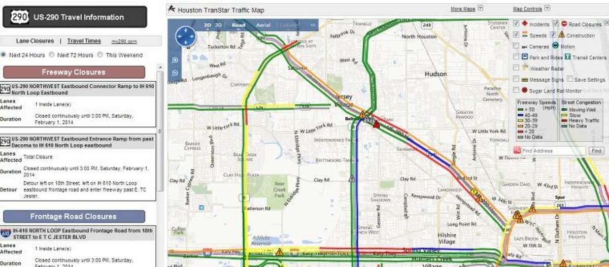 Houston TranStar releases real-time traffic map of US 290