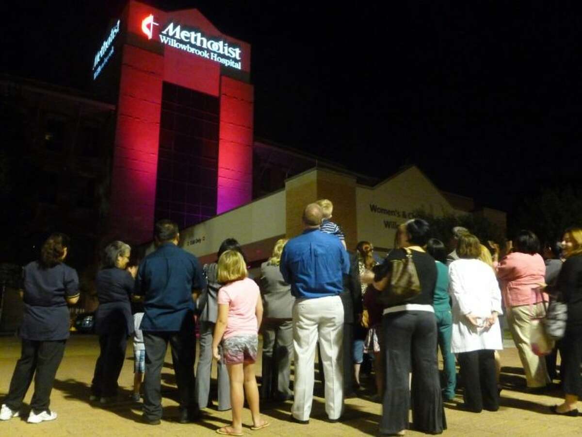 Houston Methodist holds a lighting ceremony in honor of Breast Cancer Awareness Month.