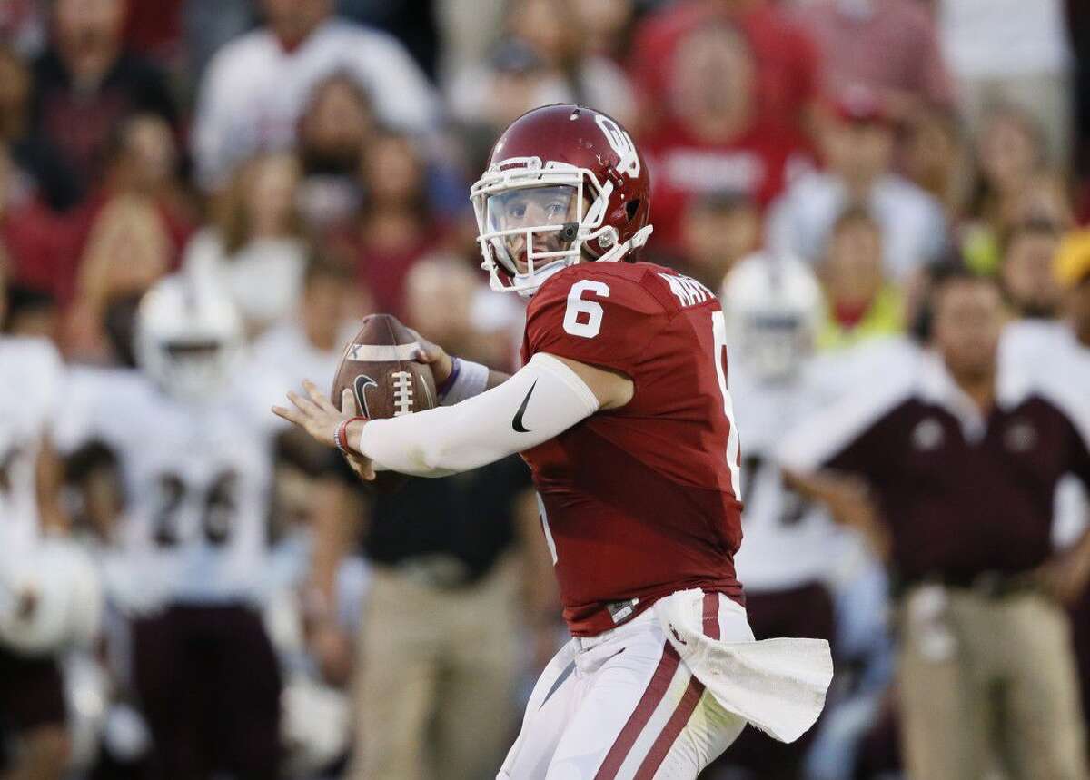Oklahoma quarterback Baker Mayfield (6) throws at pass last week against Louisiana Monroe.