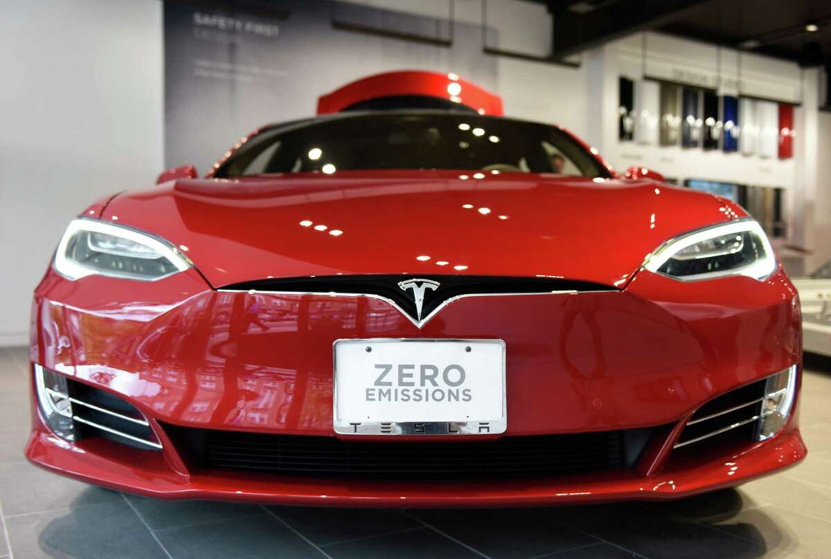 The Model S sedan at the new Tesla gallery on Greenwich Avenue in Greenwich.
