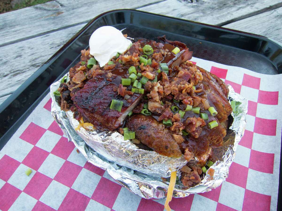 Loaded baked potatoes are the workhorse of Texas barbecuejoint menus