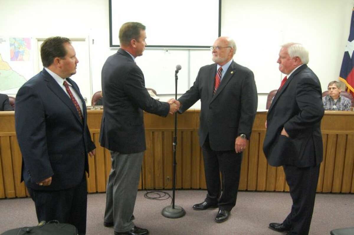 Senator Robert Nichols accepts an award from the Texas Association of Counties for being named a ‘Friend of County Government.’ Pictured left to right are Rick Thompson, Paul Sugg, Sen. Nichols and Angelina County Judge Wes Suiter.