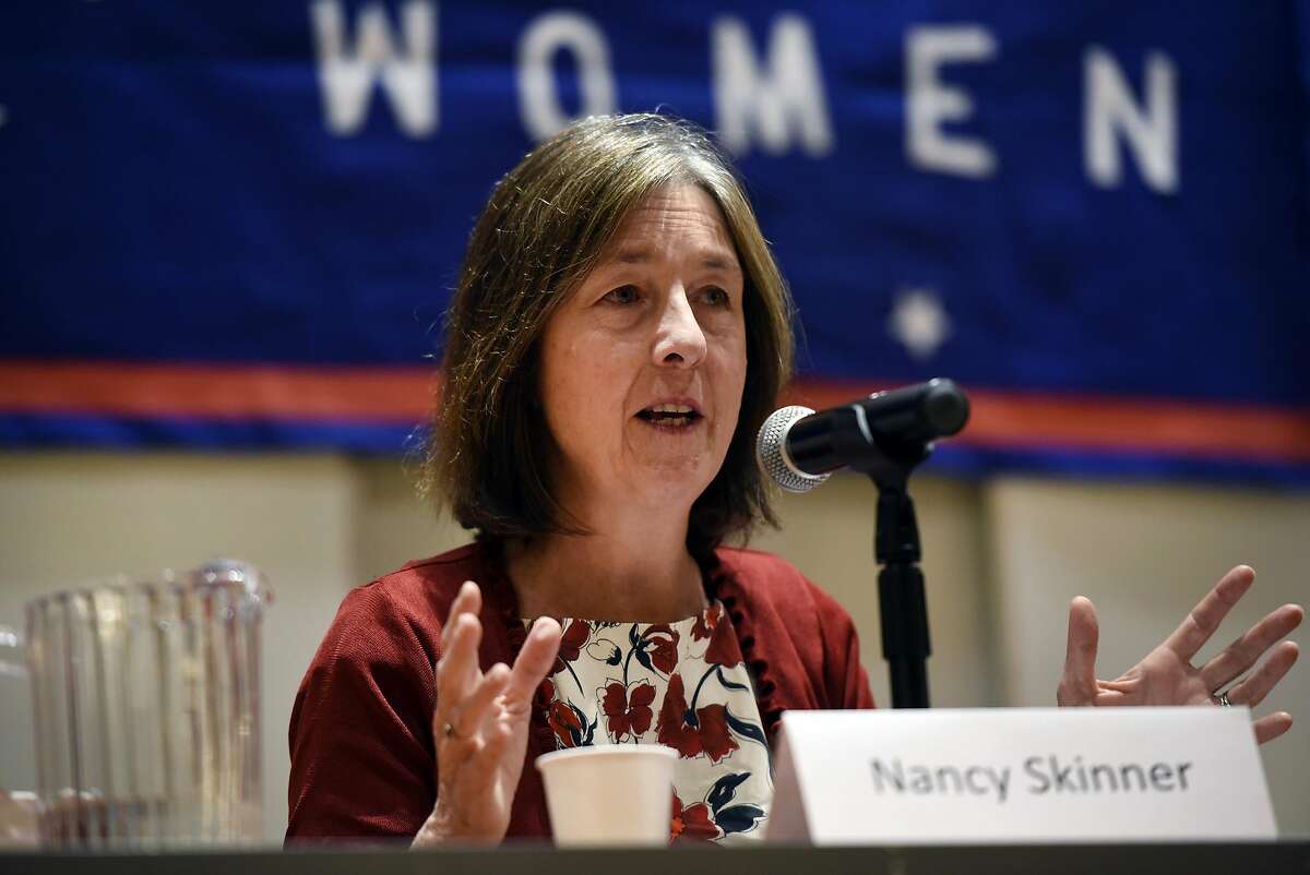 Nancy Skinner answers a question during a League of Women Voters debate between District 9 state Senate candidates Nancy Skinner and Sandre Swanson at Berkeley City College in Berkeley, CA Saturday, October 1, 2016.